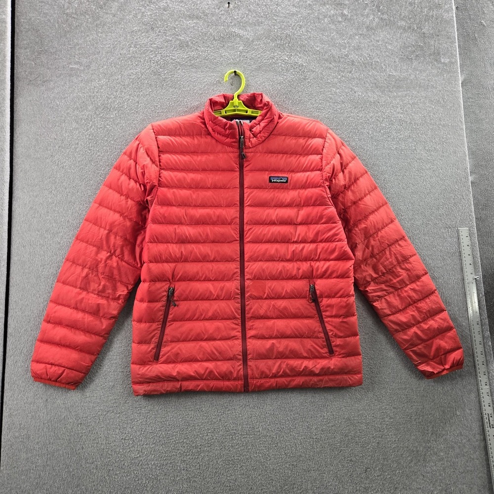 Patagonia Men Jacket L Red Goose Down Sweater Puffer Zipper 800 Fill READ
